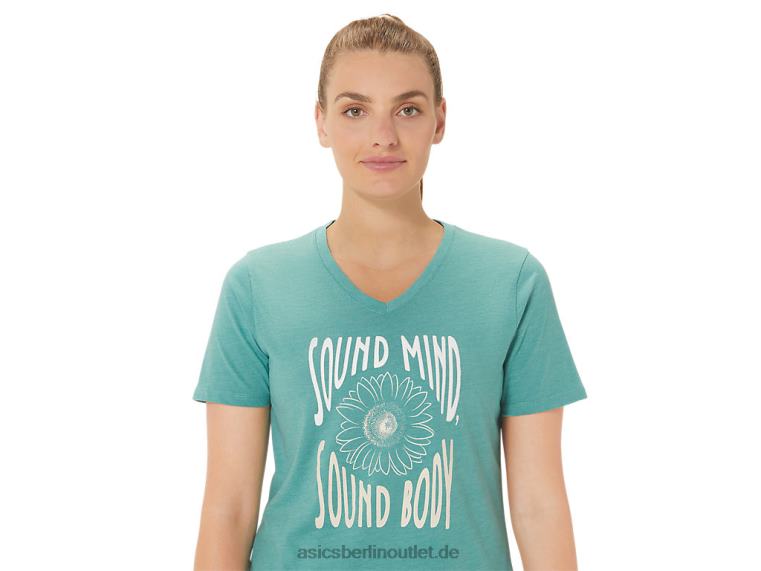 Damen-Sonnenblumen-Slogan mit V-Ausschnitt BL4N2814Asics Salbeiheide