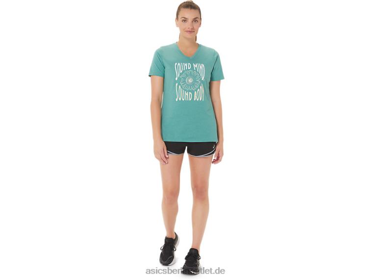 Damen-Sonnenblumen-Slogan mit V-Ausschnitt BL4N2814Asics Salbeiheide