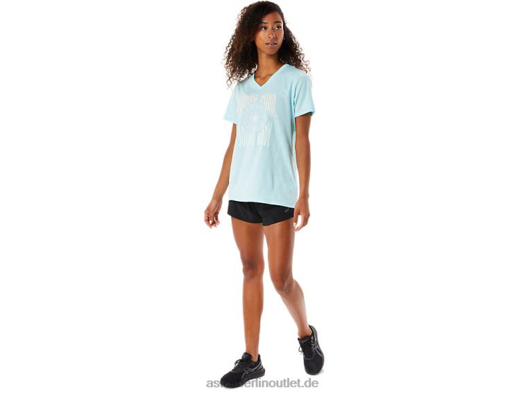 Damen-Sonnenblumen-Slogan mit V-Ausschnitt BL4N3144Asics klares Blau