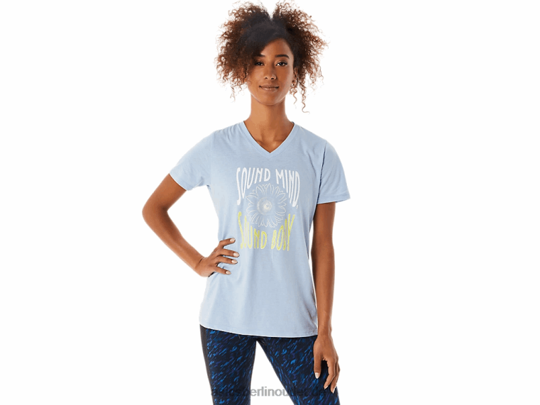 Damen-Sonnenblumen-Slogan mit V-Ausschnitt BL4N3322Asics Nebelheide