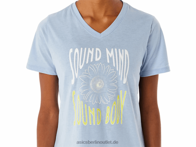 Damen-Sonnenblumen-Slogan mit V-Ausschnitt BL4N3322Asics Nebelheide