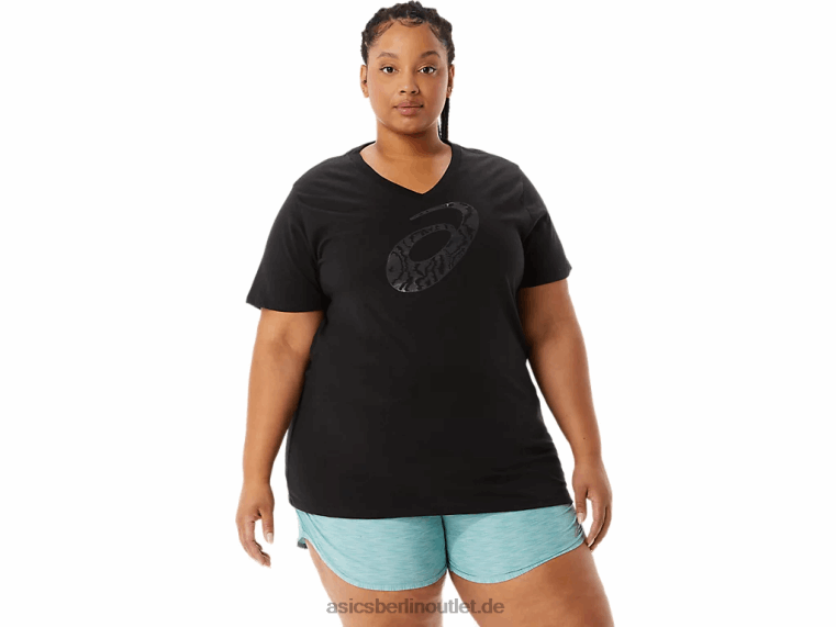 Damen-Spiral-V-Ausschnitt „A“ mit Airbrush-Tiger-Print BL4N3183Asics Leistung schwarz