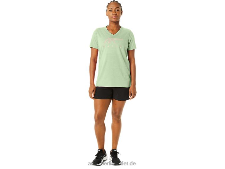 Damen-Streifen mit V-Ausschnitt BL4N2214Asics flüstern grünes Heidekraut
