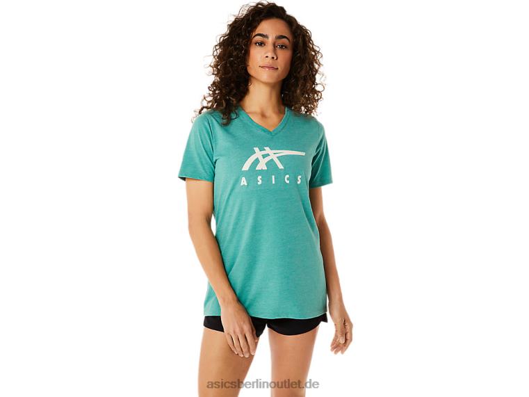 Damen-Streifen mit V-Ausschnitt BL4N2831Asics Salbeiheide