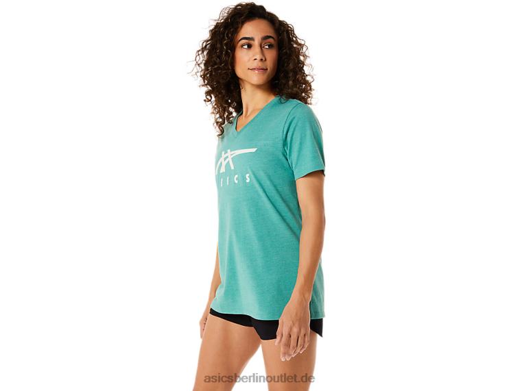 Damen-Streifen mit V-Ausschnitt BL4N2831Asics Salbeiheide