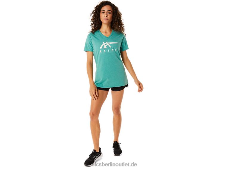 Damen-Streifen mit V-Ausschnitt BL4N2831Asics Salbeiheide
