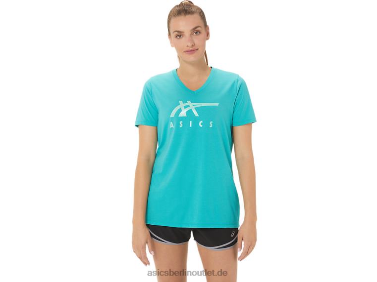 Damen-Streifen mit V-Ausschnitt BL4N2970Asics Seeglas