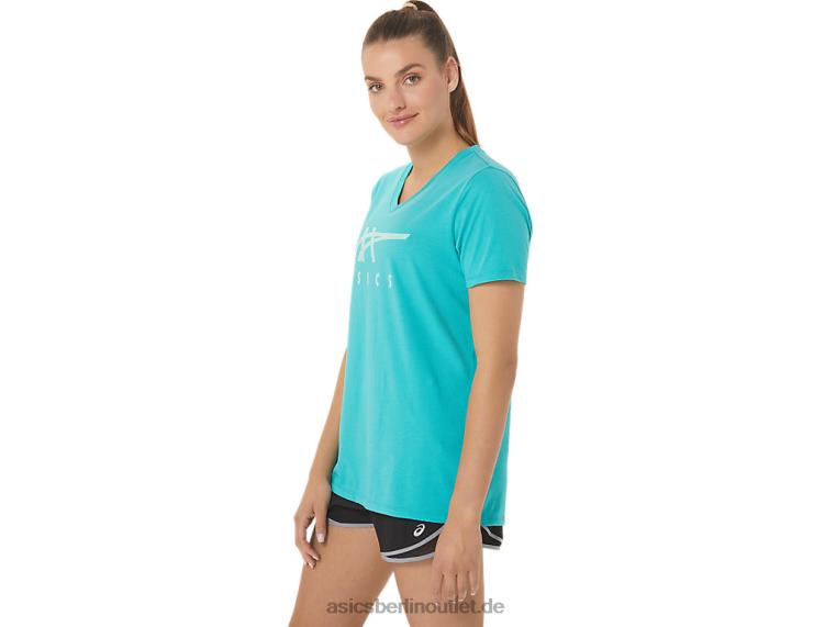 Damen-Streifen mit V-Ausschnitt BL4N2970Asics Seeglas