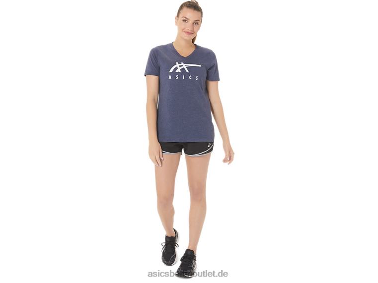 Damen-Streifen mit V-Ausschnitt BL4N2972Asics Peacoat-Heidekraut