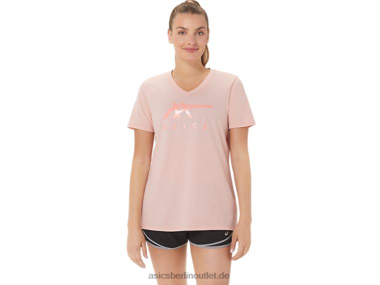 Damen-Streifen mit V-Ausschnitt BL4N3047Asics mattierte Rose