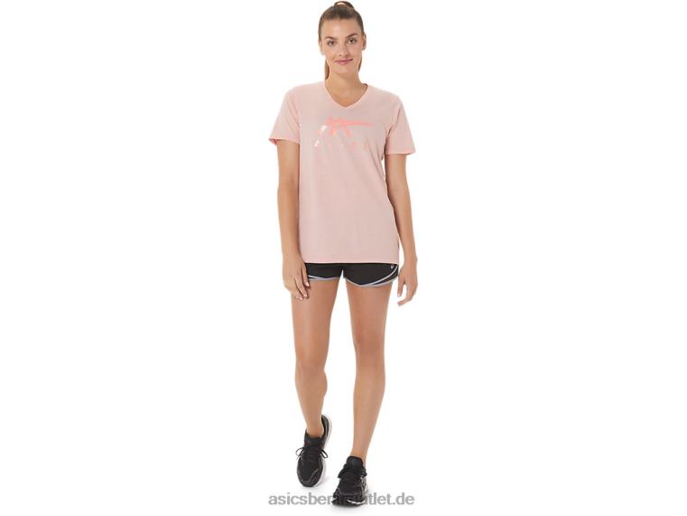 Damen-Streifen mit V-Ausschnitt BL4N3047Asics mattierte Rose