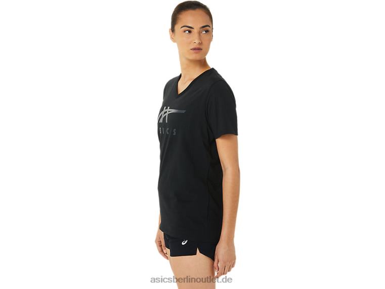 Damen-Streifen mit V-Ausschnitt BL4N3199Asics schwarzer Glanz