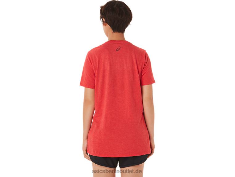 Damen-Streifen mit V-Ausschnitt BL4N3422Asics klassisches rotes Heidekraut