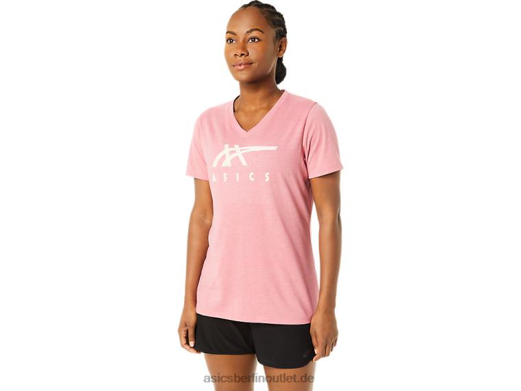 Damen-Streifen mit V-Ausschnitt BL4N3709Asics rauchiges Rosenheidekraut