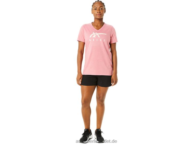 Damen-Streifen mit V-Ausschnitt BL4N3709Asics rauchiges Rosenheidekraut