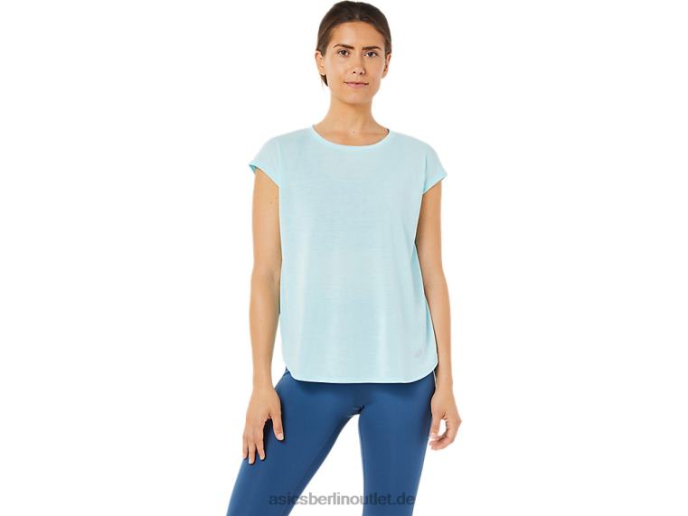 Damen-Top mit kurzen Ärmeln und Schlitz BL4N3369Asics klares Blau