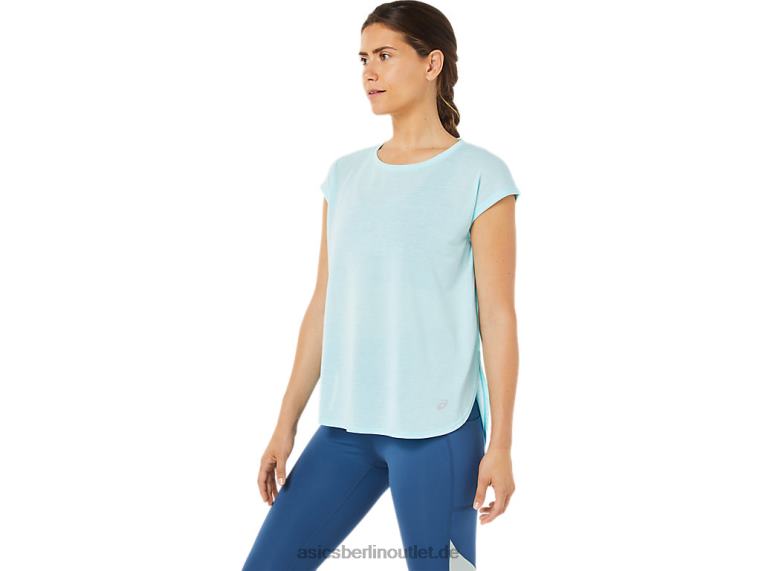 Damen-Top mit kurzen Ärmeln und Schlitz BL4N3369Asics klares Blau