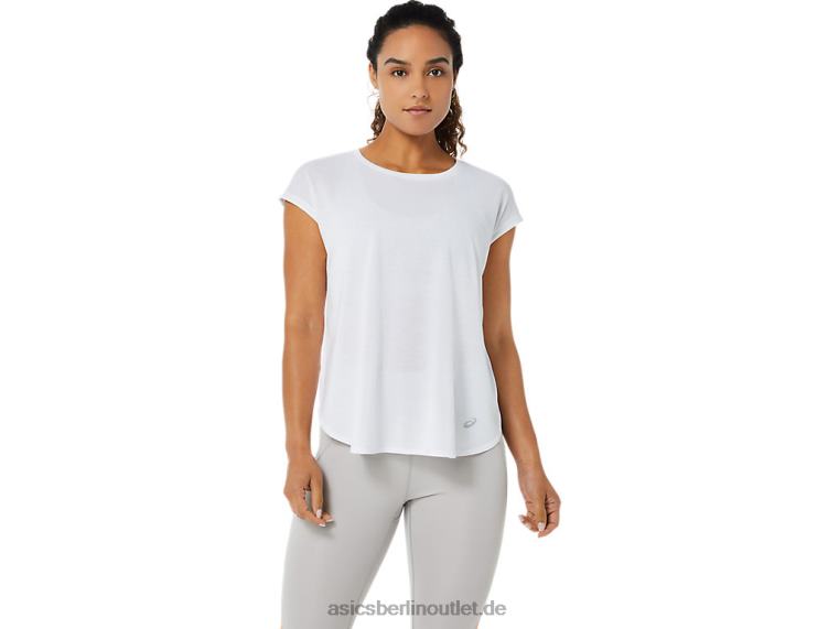 Damen-Top mit kurzen Ärmeln und Schlitz BL4N3381Asics strahlend weiß