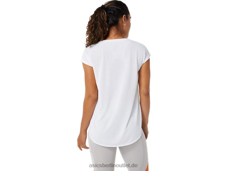 Damen-Top mit kurzen Ärmeln und Schlitz BL4N3381Asics strahlend weiß