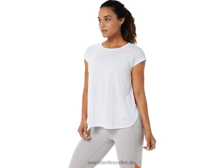 Damen-Top mit kurzen Ärmeln und Schlitz BL4N3381Asics strahlend weiß