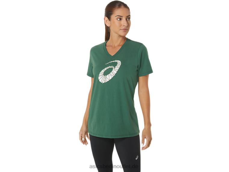 Damen-Weihnachtslichter-Logo mit V-Ausschnitt BL4N2843Asics jägergrün