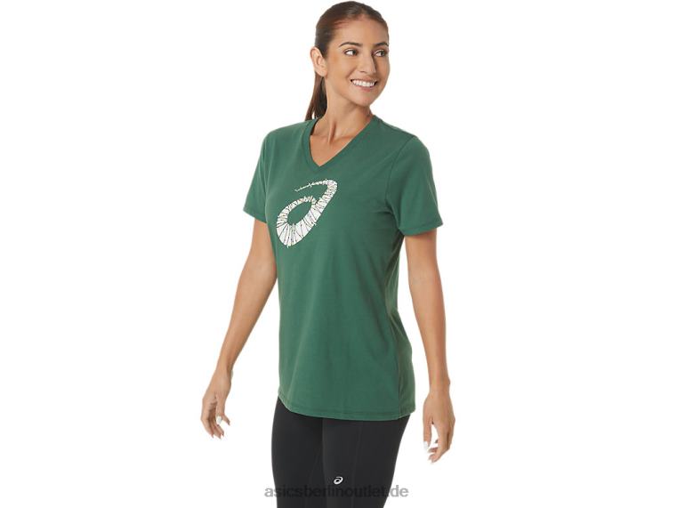 Damen-Weihnachtslichter-Logo mit V-Ausschnitt BL4N2843Asics jägergrün