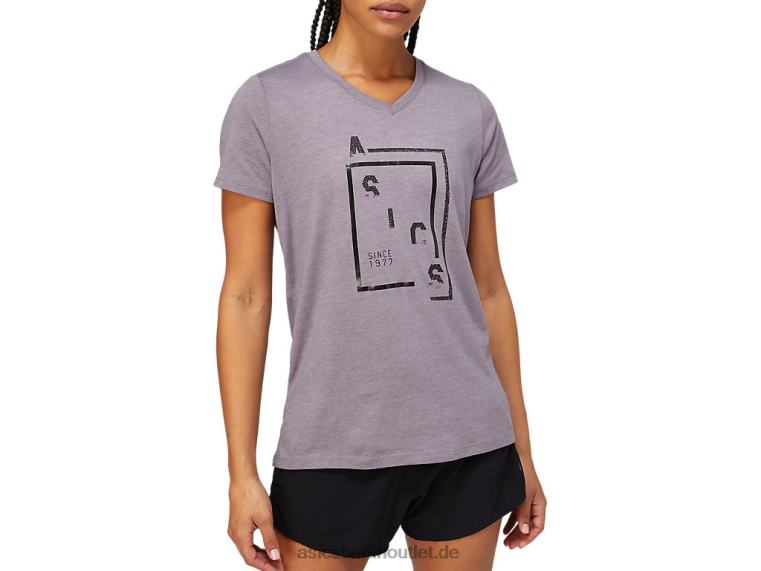 Damen-XG-Kurzarmshirt mit V-Ausschnitt BL4N4156Asics Lavendel/Grau