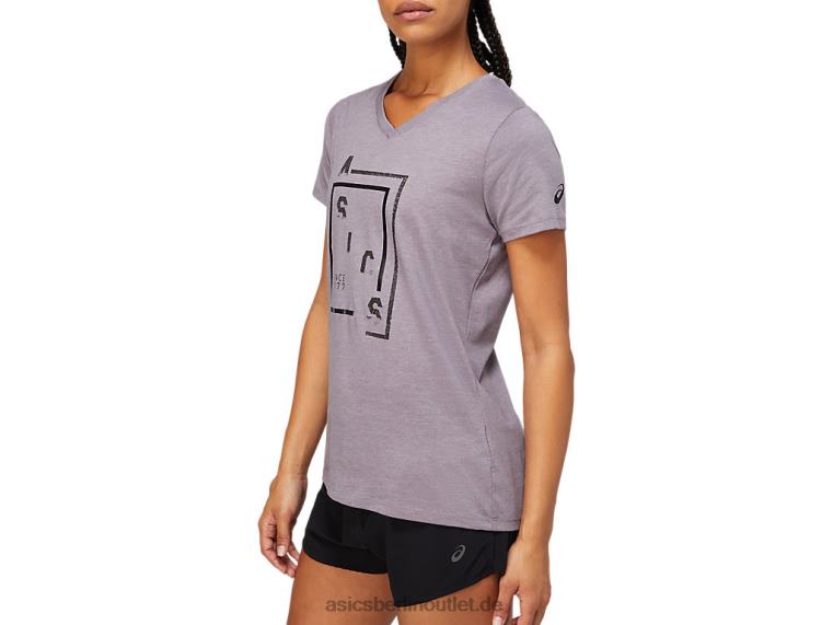 Damen-XG-Kurzarmshirt mit V-Ausschnitt BL4N4156Asics Lavendel/Grau