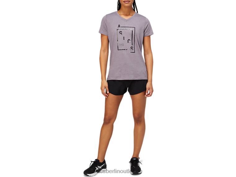 Damen-XG-Kurzarmshirt mit V-Ausschnitt BL4N4156Asics Lavendel/Grau