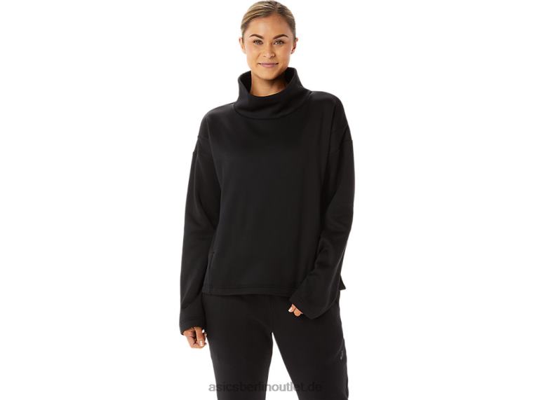 Damenpullover aus gebürstetem Strick BL4N2911Asics Leistung schwarz