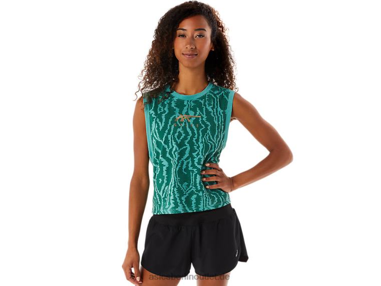 Durchgehend bedrucktes Muskel-Crop für Damen BL4N2836Asics Salbeiheide