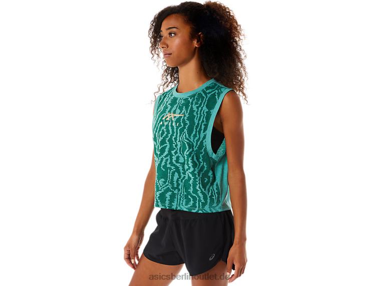 Durchgehend bedrucktes Muskel-Crop für Damen BL4N2836Asics Salbeiheide