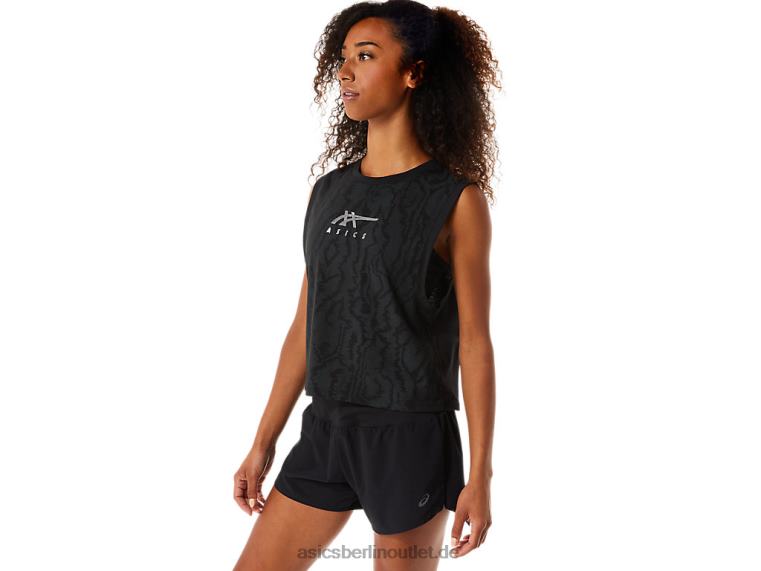 Durchgehend bedrucktes Muskel-Crop für Damen BL4N3145Asics Leistung schwarz
