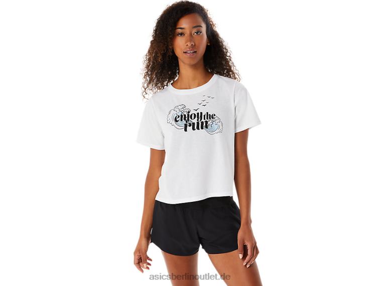 Frauen genießen den Lauf Kurzarm BL4N3142Asics strahlend weiß