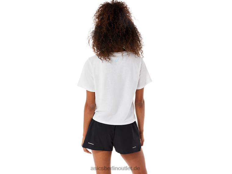 Frauen genießen den Lauf Kurzarm BL4N3142Asics strahlend weiß