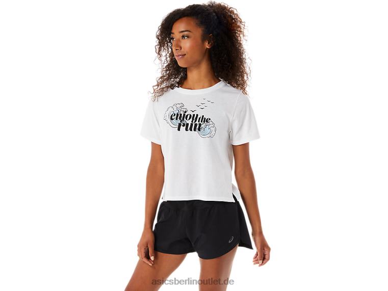 Frauen genießen den Lauf Kurzarm BL4N3142Asics strahlend weiß