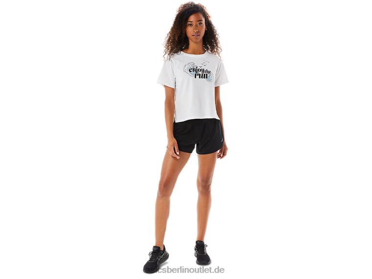 Frauen genießen den Lauf Kurzarm BL4N3142Asics strahlend weiß