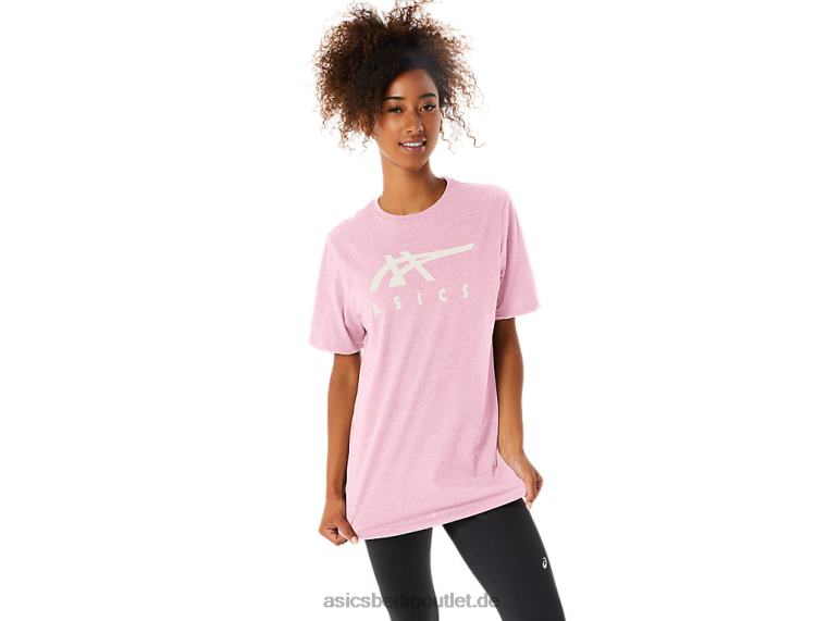 Gestreiftes Kurzarm-T-Shirt BL4N73Asics rosa Salz
