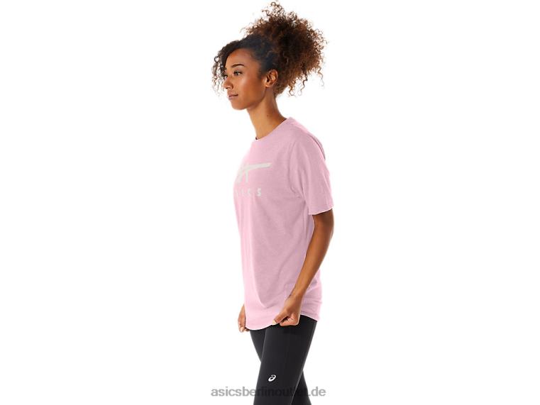 Gestreiftes Kurzarm-T-Shirt BL4N73Asics rosa Salz