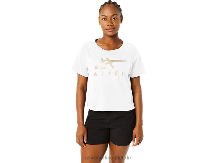Gestreiftes, kurzärmliges, kastiges Damen-T-Shirt BL4N2718Asics strahlend weiß