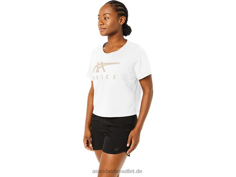 Gestreiftes, kurzärmliges, kastiges Damen-T-Shirt BL4N2718Asics strahlend weiß