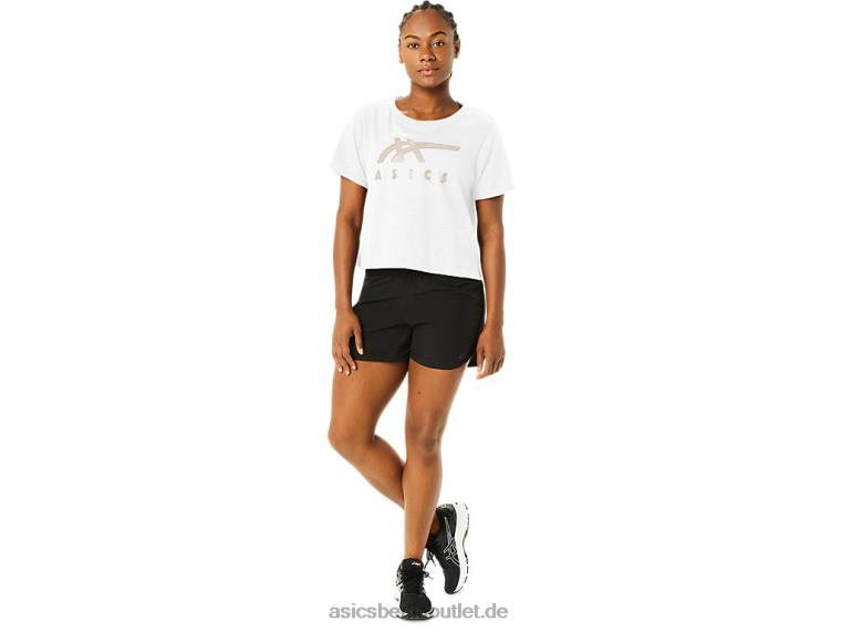 Gestreiftes, kurzärmliges, kastiges Damen-T-Shirt BL4N2718Asics strahlend weiß