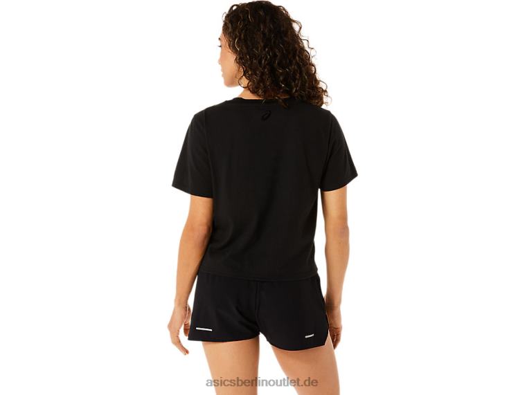 Gestreiftes, kurzärmliges, kastiges Damen-T-Shirt BL4N2815Asics Leistung schwarz