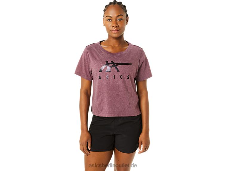 Gestreiftes, kurzärmliges, kastiges Damen-T-Shirt BL4N3620Asics tiefes Marsheidekraut