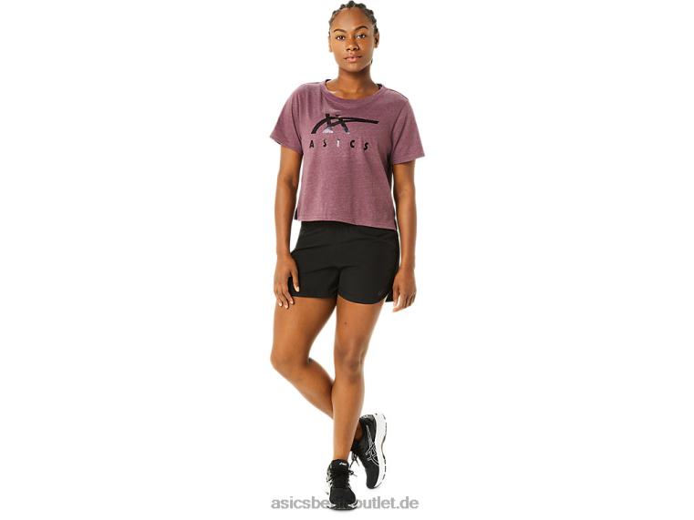 Gestreiftes, kurzärmliges, kastiges Damen-T-Shirt BL4N3620Asics tiefes Marsheidekraut