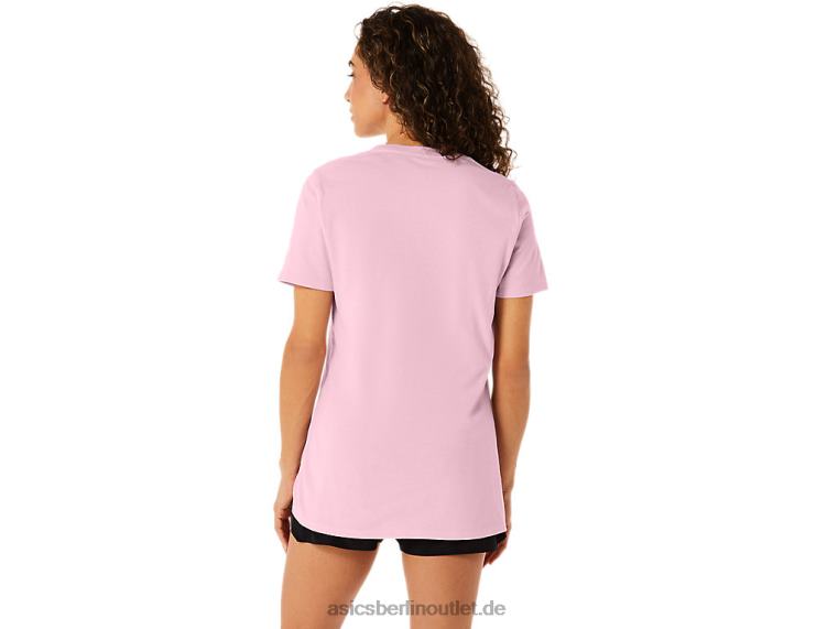 Kurzärmliges Damen-T-Shirt „Est 1977“ mit V-Ausschnitt BL4N2275Asics rosa Salz