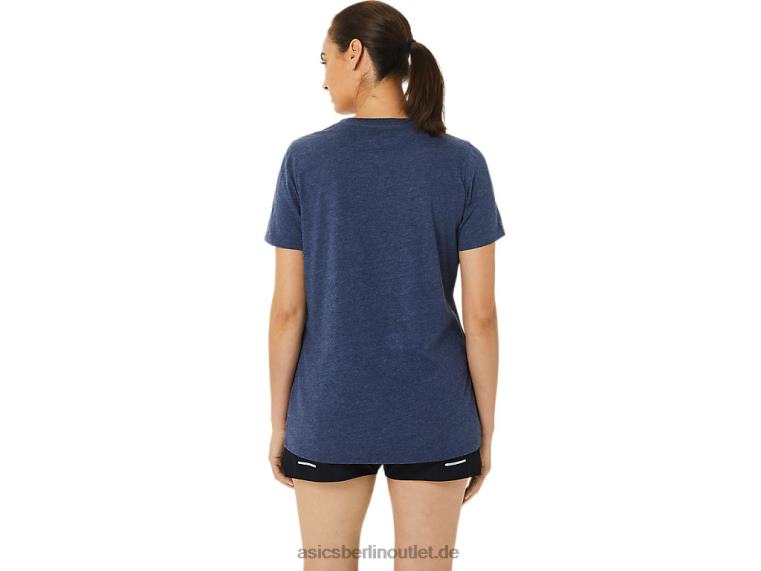 Kurzärmliges Damen-T-Shirt „Est 1977“ mit V-Ausschnitt BL4N3202Asics Peacoat-Heidekraut