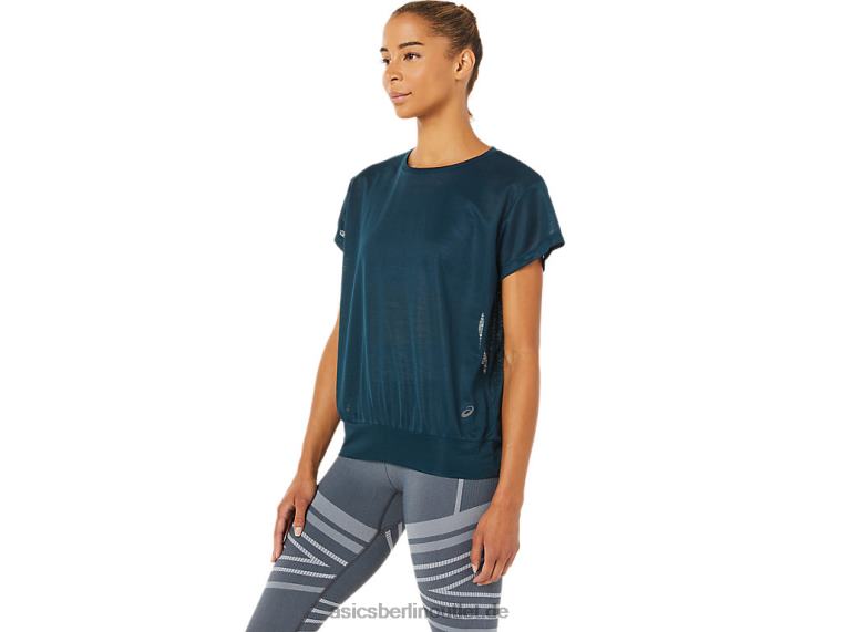 Kurzärmliges Damenoberteil mit offenem Rücken BL4N3363Asics französisches Blau
