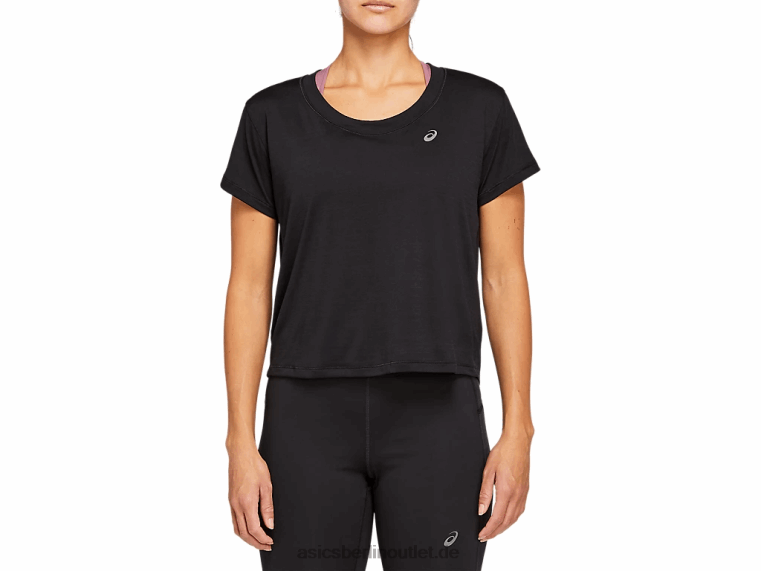 Kurzärmliges Race-Crop-Oberteil für Damen BL4N4142Asics Leistung schwarz
