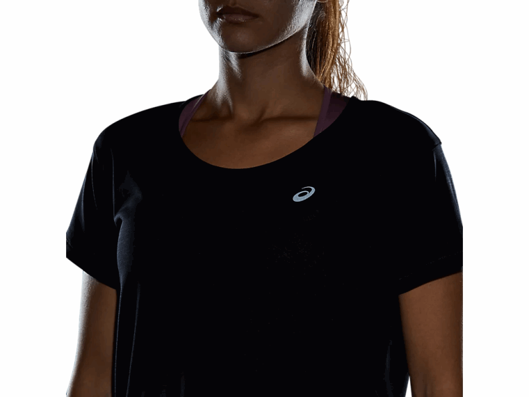 Kurzärmliges Race-Crop-Oberteil für Damen BL4N4142Asics Leistung schwarz
